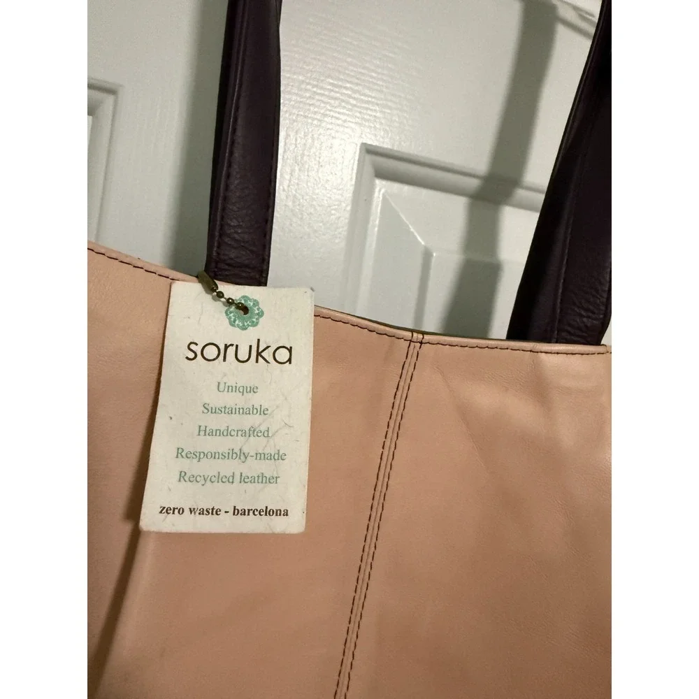 NWT pink Soruka handbag purse‎ recycled leather Barcelona multi pocket new